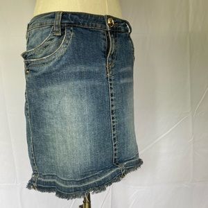Blue Asphalt Stretch Denim Clover Mini Skirt
